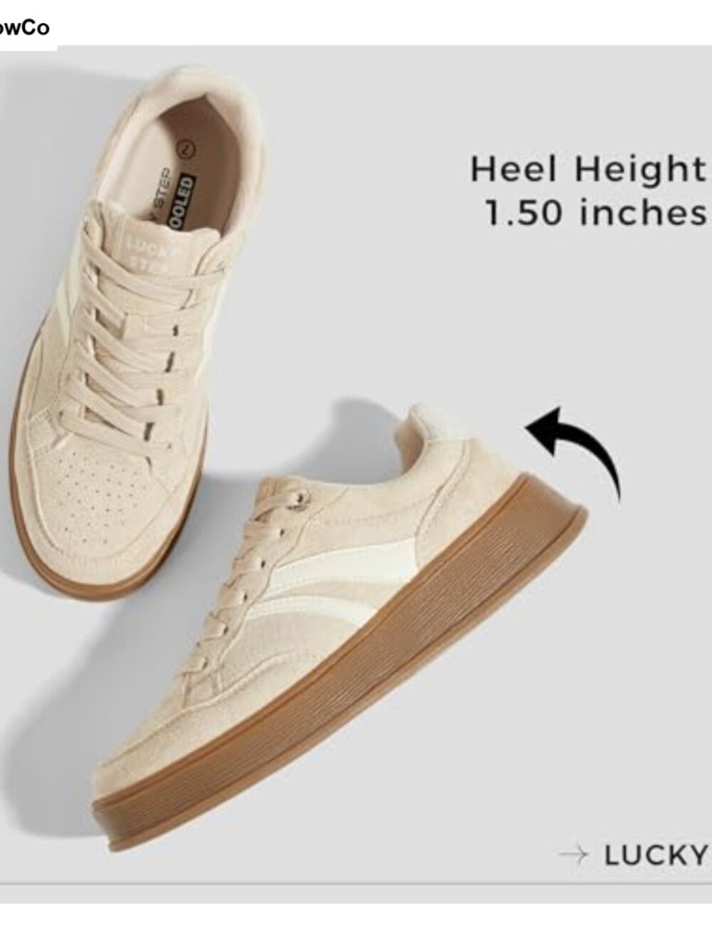 Vegan Leather & Faux Suede Platform Sneakers Comfortable Casual Non-Slip Gum - Picture 2 of 6